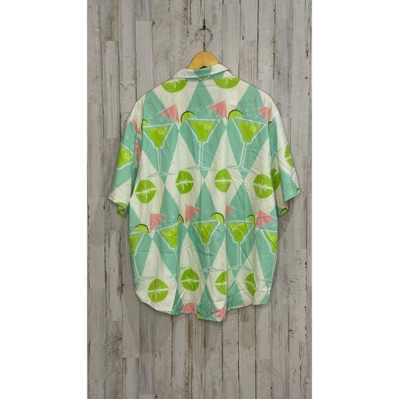 Men's 3XL Margarita Print Green & White Short Sleeve Button-Up Shirt‎ - Picture 3 of 5